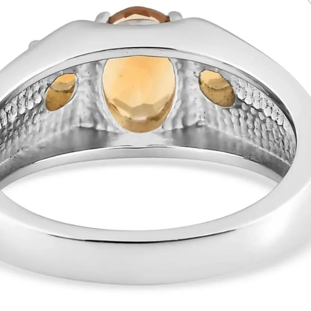 Serra Gaucha Men’s Citrine Ring in Stainless Steel Size 12, 1.5 ctw